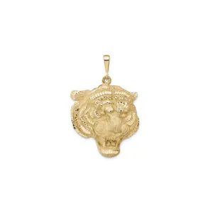 Tiger Head Diamond-Cut Pendant (14K)