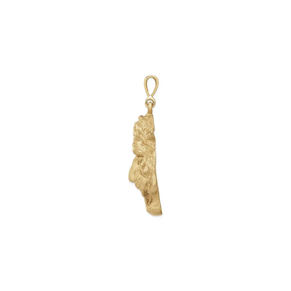 Tiger Head Diamond-Cut Pendant (14K)