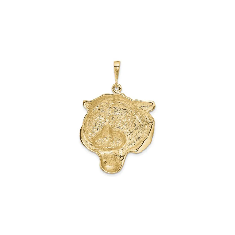 Tiger Head Diamond-Cut Pendant (14K)