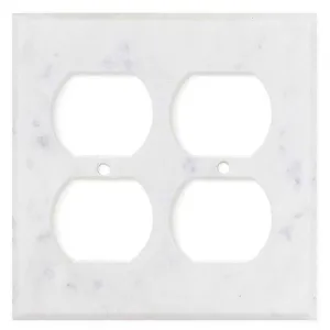 Tilefornia Carrara White Marble Double Duplex Switch Plate Polished/Honed