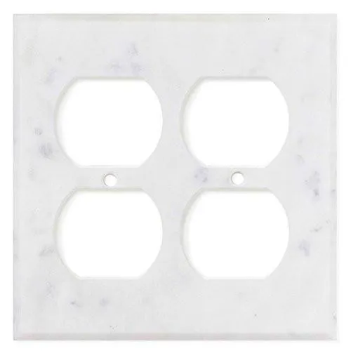Tilefornia Carrara White Marble Double Duplex Switch Plate Polished/Honed