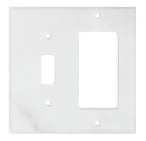 Tilefornia Carrara White Marble Toggle Rocker Switch Plate Polished/Honed