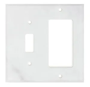 Tilefornia Carrara White Marble Toggle Rocker Switch Plate Polished/Honed