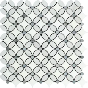 Tilefornia Florida Flower Thassos White & Carrara White & Blue/Gray Marble