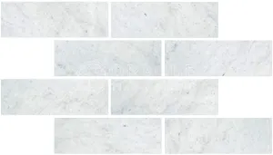 Tilefornia Italian Carrara White 4" X 12" Straight Edged Field Subway Tile Polished/Honed