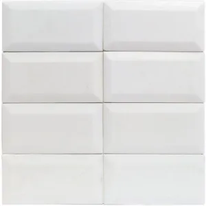 Tilefornia Thassos 3"X6" Deep Beveled Subway Tile Polished/Honed