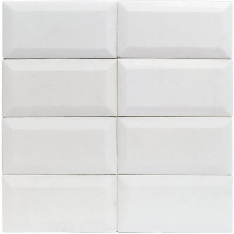 Tilefornia Thassos 3"X6" Deep Beveled Subway Tile Polished/Honed