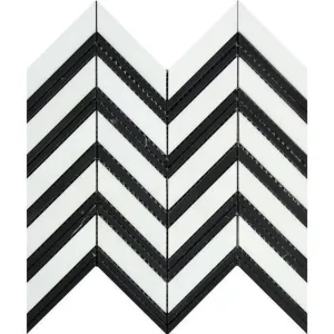 Tilefornia Thassos White & Black Chevron