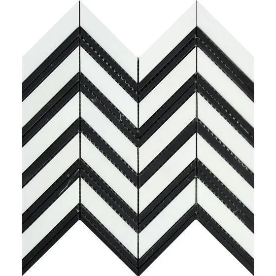 Tilefornia Thassos White & Black Chevron