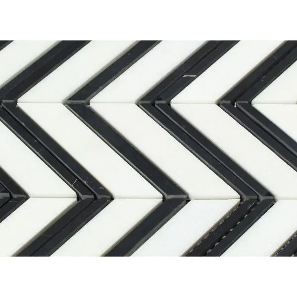 Tilefornia Thassos White & Black Chevron