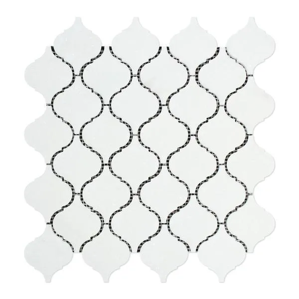 Tilefornia Thassos White Arabesque (Lantern) Marble Mosaic