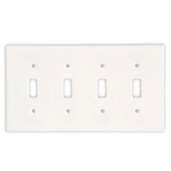 Tilefornia Thassos White Marble Quadruple Toggle Switch Plate