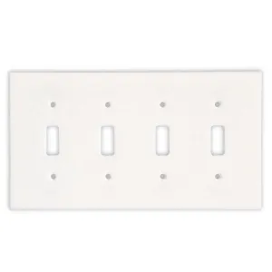 Tilefornia Thassos White Marble Quadruple Toggle Switch Plate