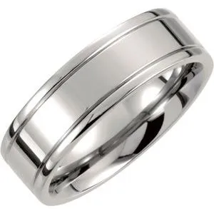 Titanium 7 mm Grooved Band Size 7