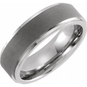 Titanium 7 mm Ridged Oxidized and Polished Band Size 7.5