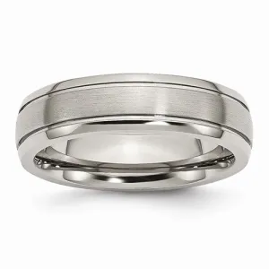 Titanium Grooved Edge 6mm Brushed And Polished Band, Size 8.5 (88266)