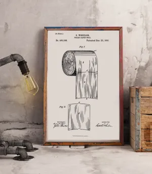Toilet Paper Patent Bathroom Poster