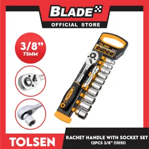 Tolsen 12PCS 3/8 Ratchet Handle with Socket Set 15151