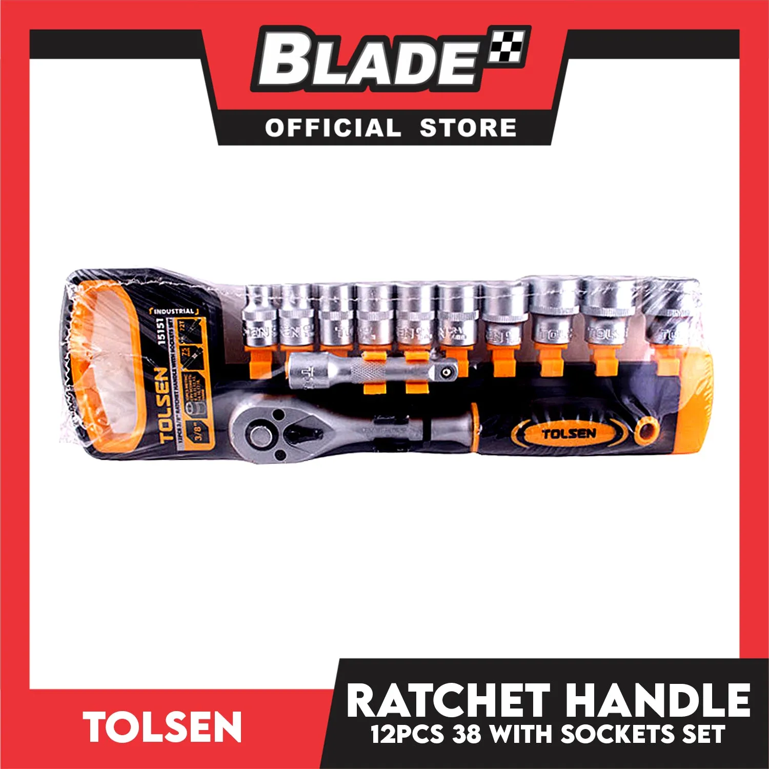Tolsen 12PCS 3/8 Ratchet Handle with Socket Set 15151