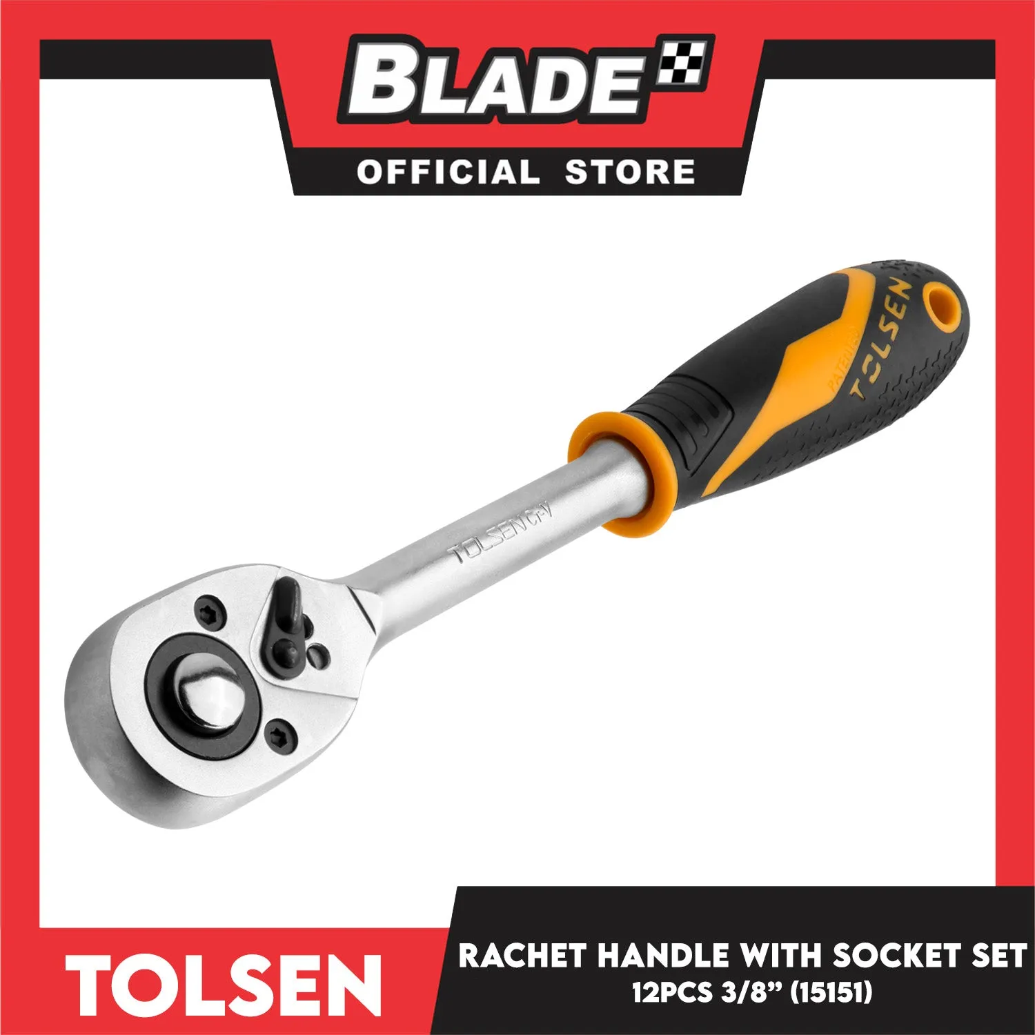 Tolsen 12PCS 3/8 Ratchet Handle with Socket Set 15151