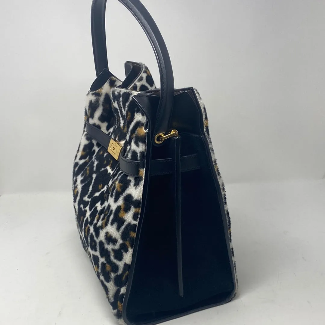 Tory Burch Lee Radziwill Calf Hair and Black Bag Large