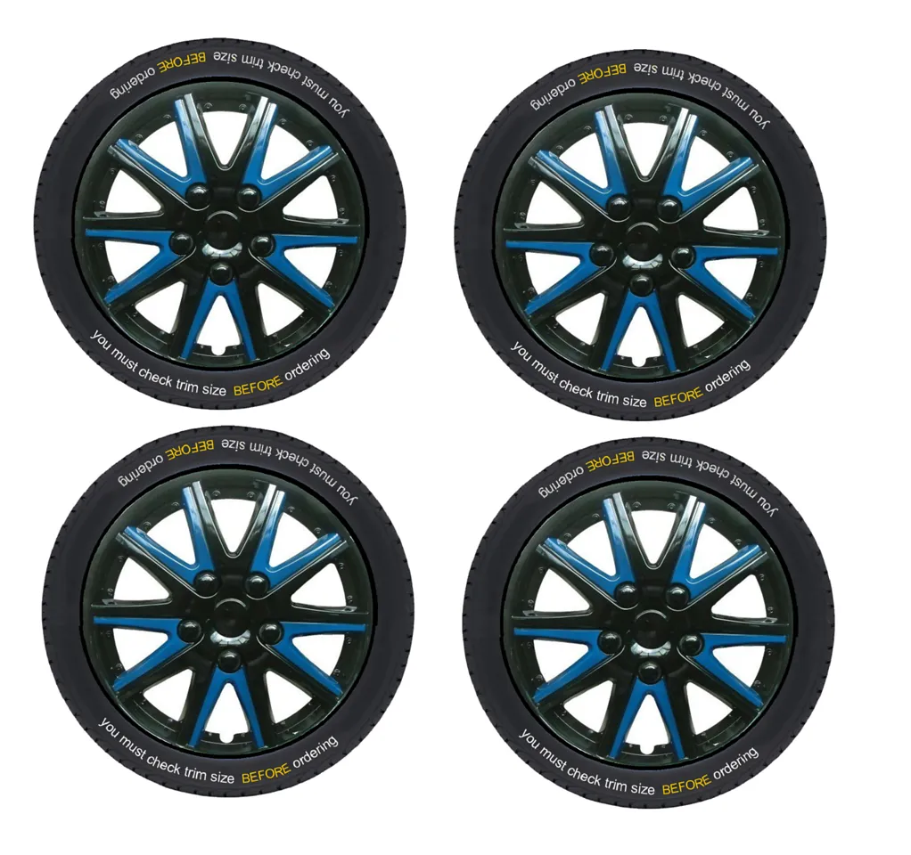 Toyota Corolla Compact Black Blue Wheel Trims Covers (1997-2002)