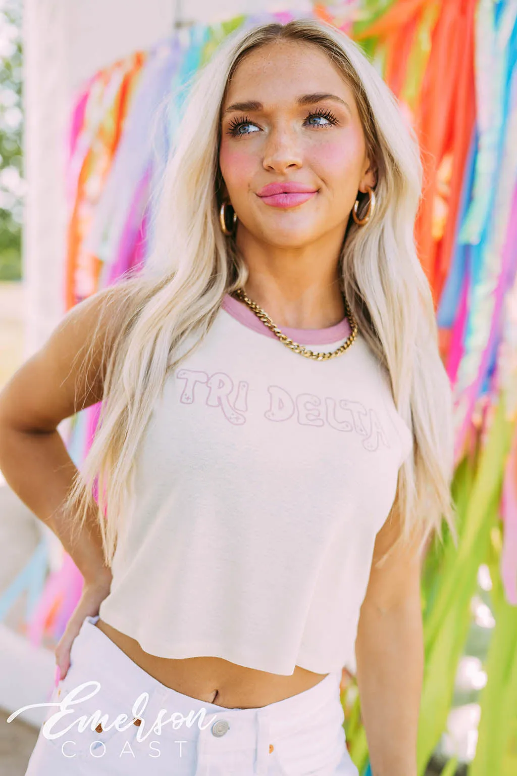 Tri Delta Outlined Colorblock Tank