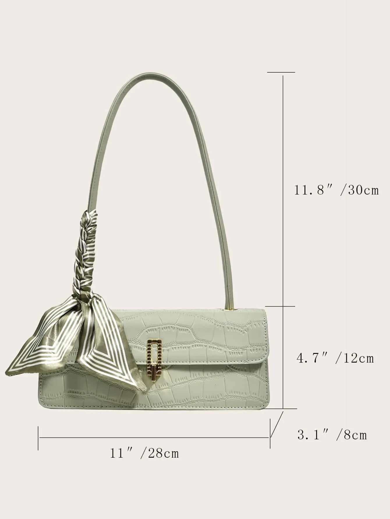 Twilly Decor Crocodile Embossed Flap Square Bag