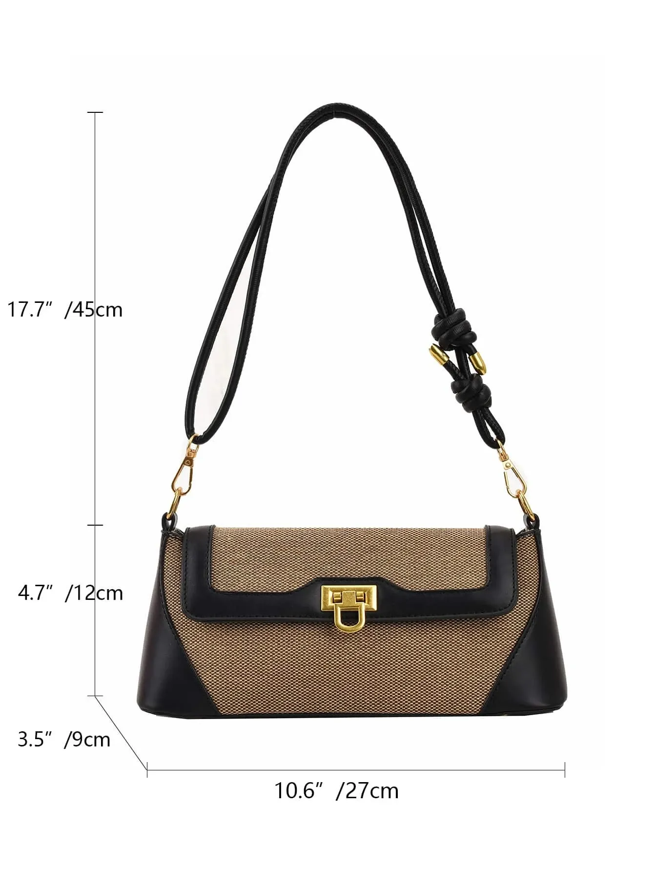 Two Tone Flap Baguette Bag
