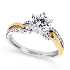 Two-Tone Gold Diamond Swirl Accented Engagement Mounting