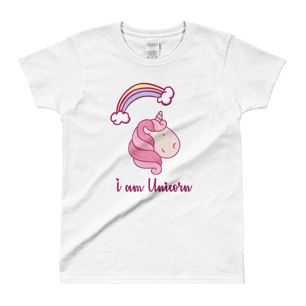 Unicorn T Shirt White Cotton I Am Unicorn Rainbow T Shirt for Women