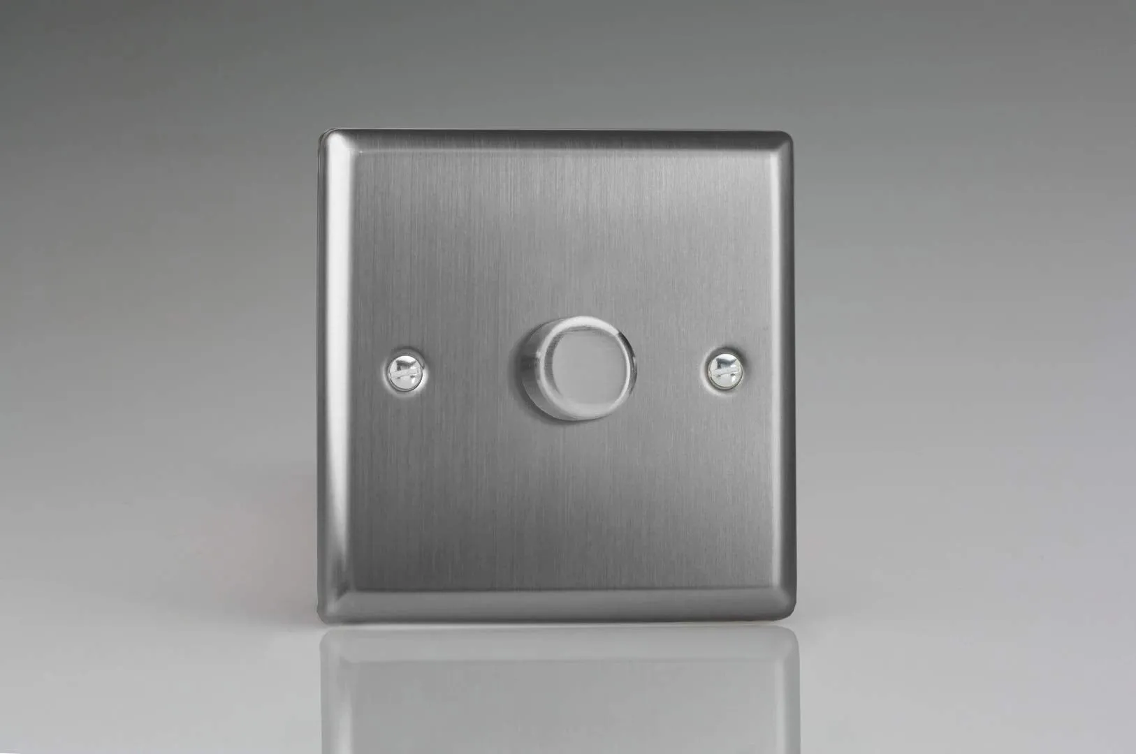 Varilight JTP401 Classic Brushed Steel 1-Gang 2-Way Push-On/Off LED Dimmer 0-120W V-Pro
