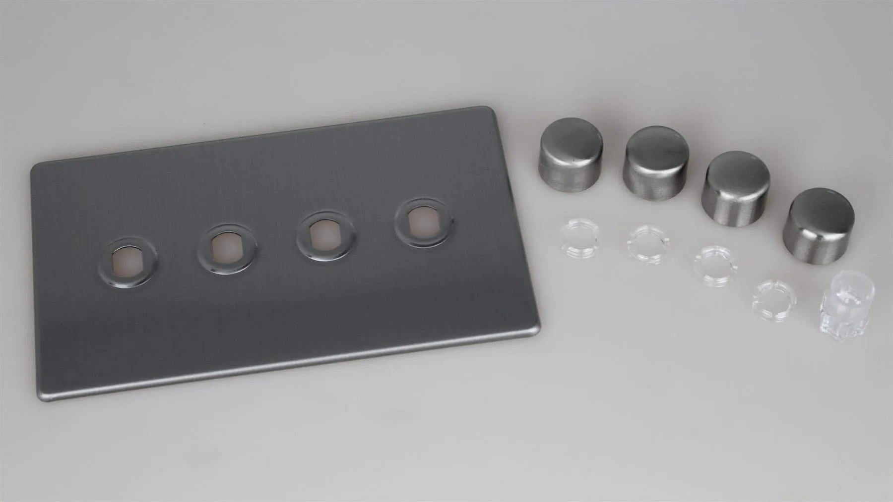 Varilight Screwless Brushed Steel 4 Gang Rotary Dimmer Matrix Kit