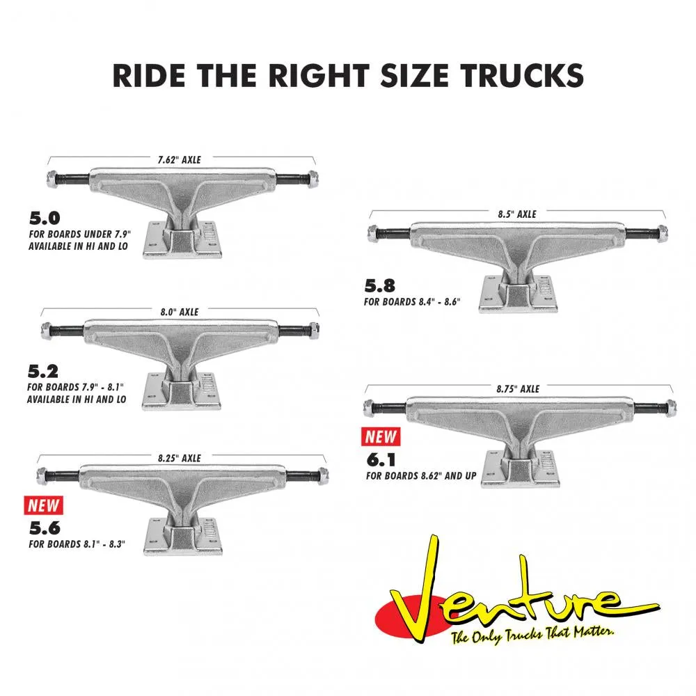 Venture V-Lights 5.0 Hi polished Skateboard trucks 7.62"