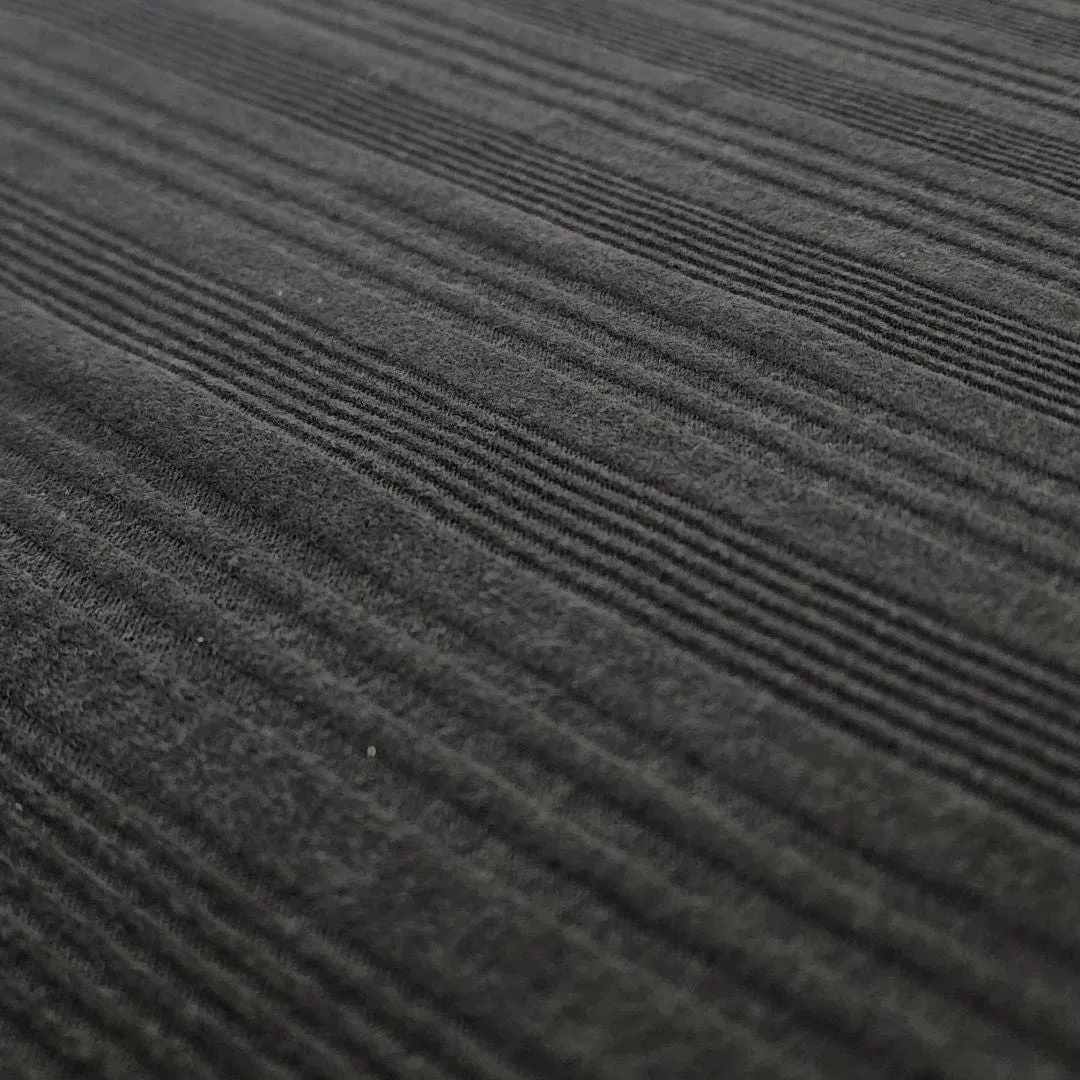 Verrigated Brushed Jersey Knit Fabric Black 150 cm
