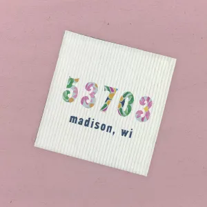 Vibrant Tiles w/ City, State, Zip - Swedish Dish Cloth
