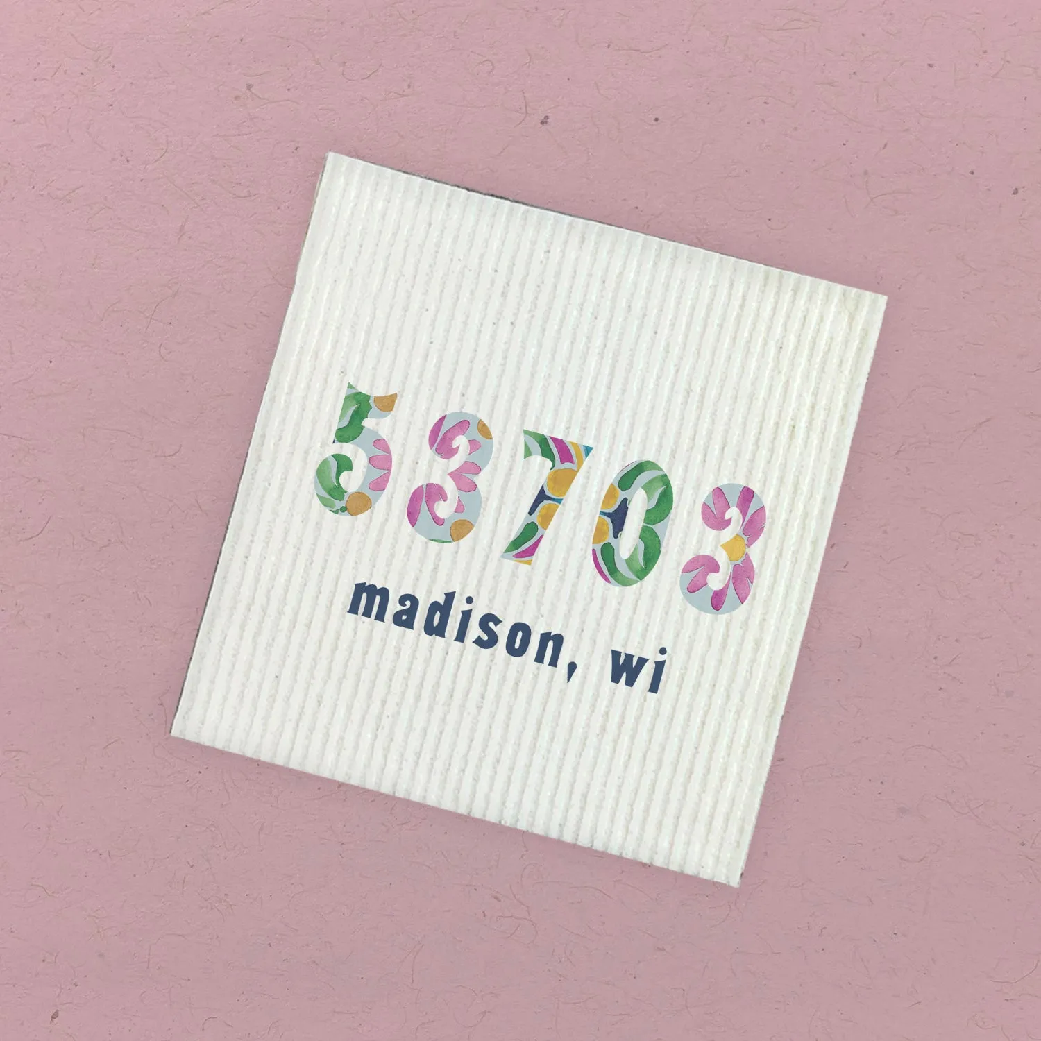 Vibrant Tiles w/ City, State, Zip - Swedish Dish Cloth