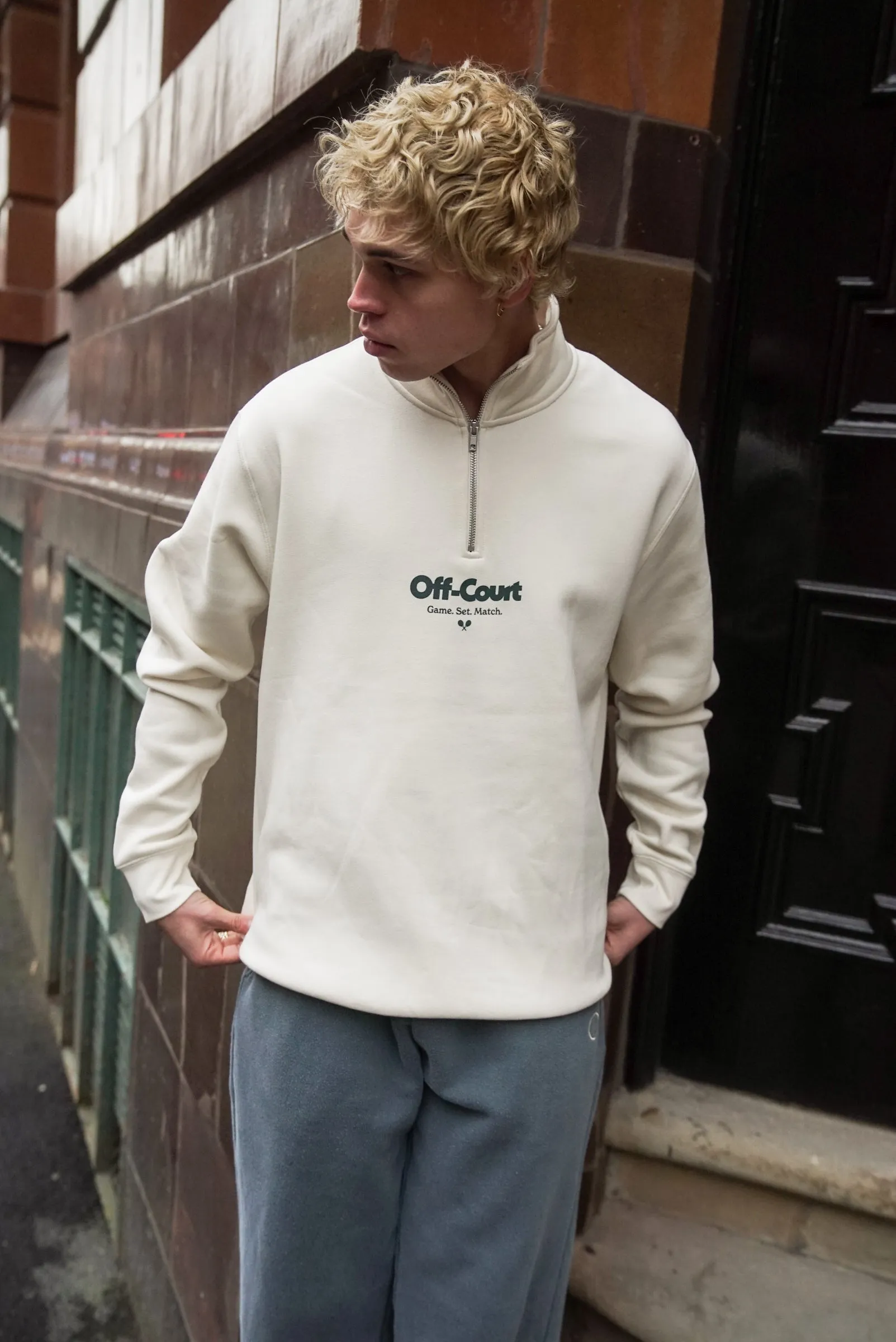 Vice 84 'Off-Court GSM' 1/4 Zip Sweater - Ecru