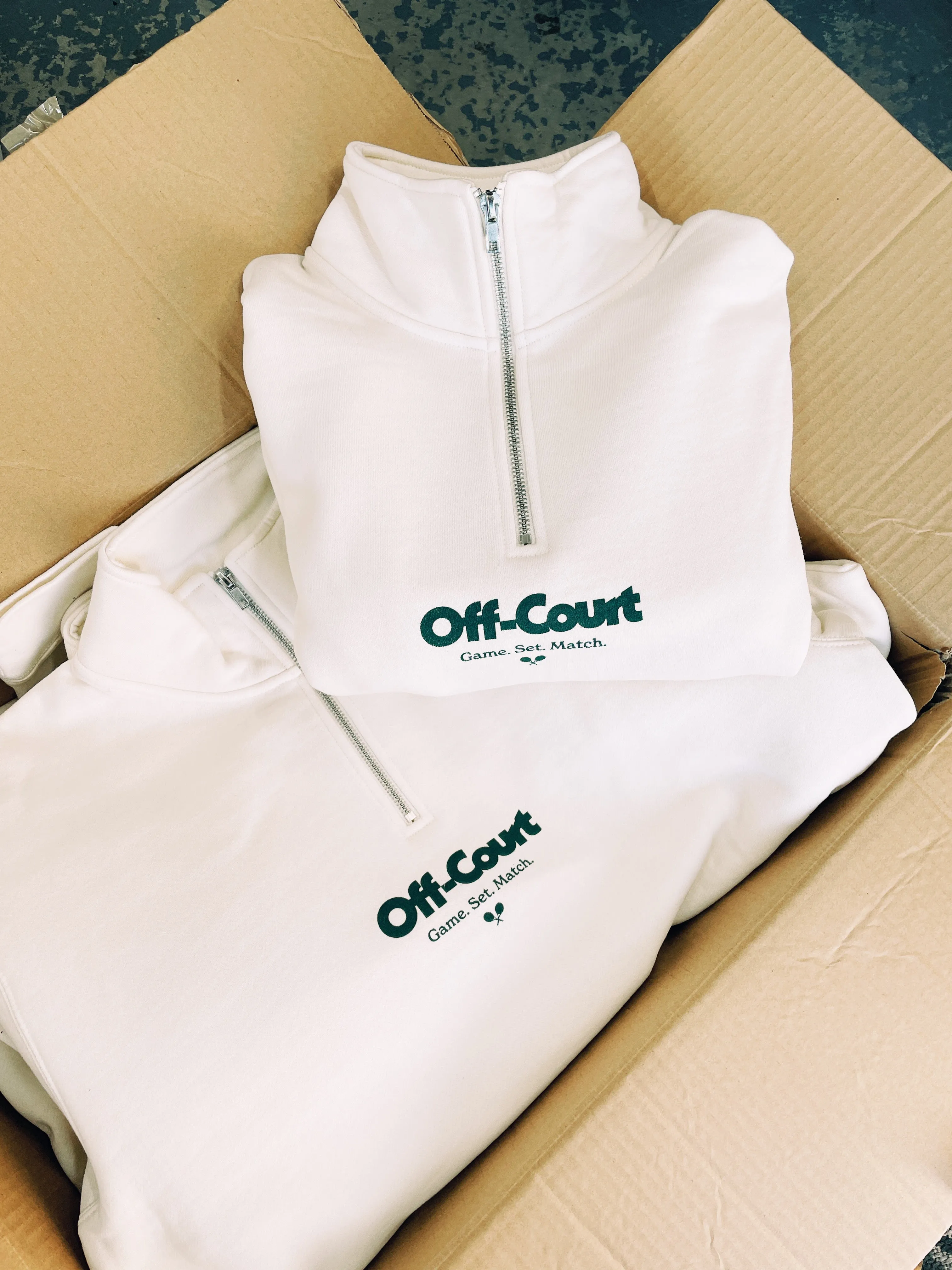 Vice 84 'Off-Court GSM' 1/4 Zip Sweater - Ecru