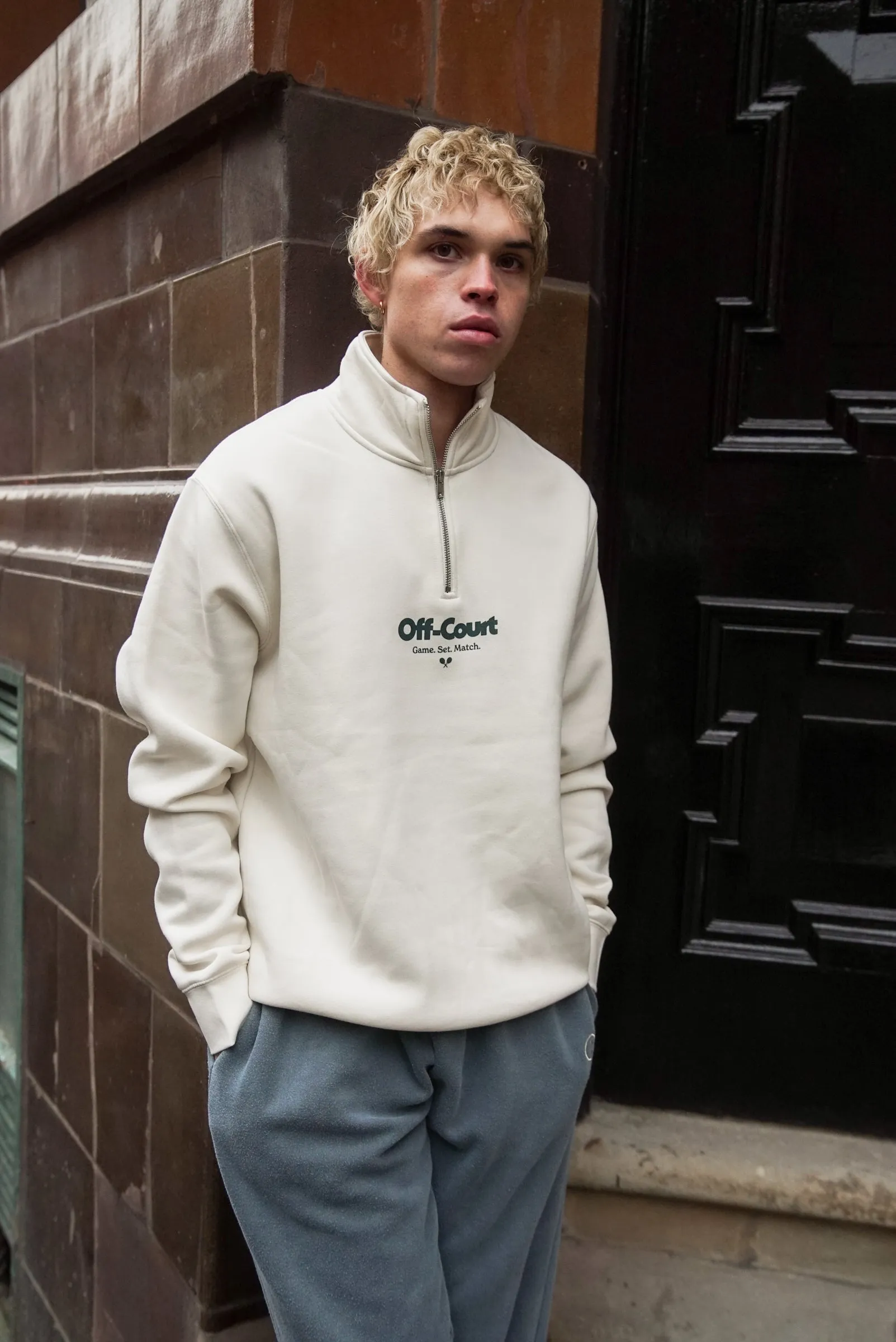 Vice 84 'Off-Court GSM' 1/4 Zip Sweater - Ecru