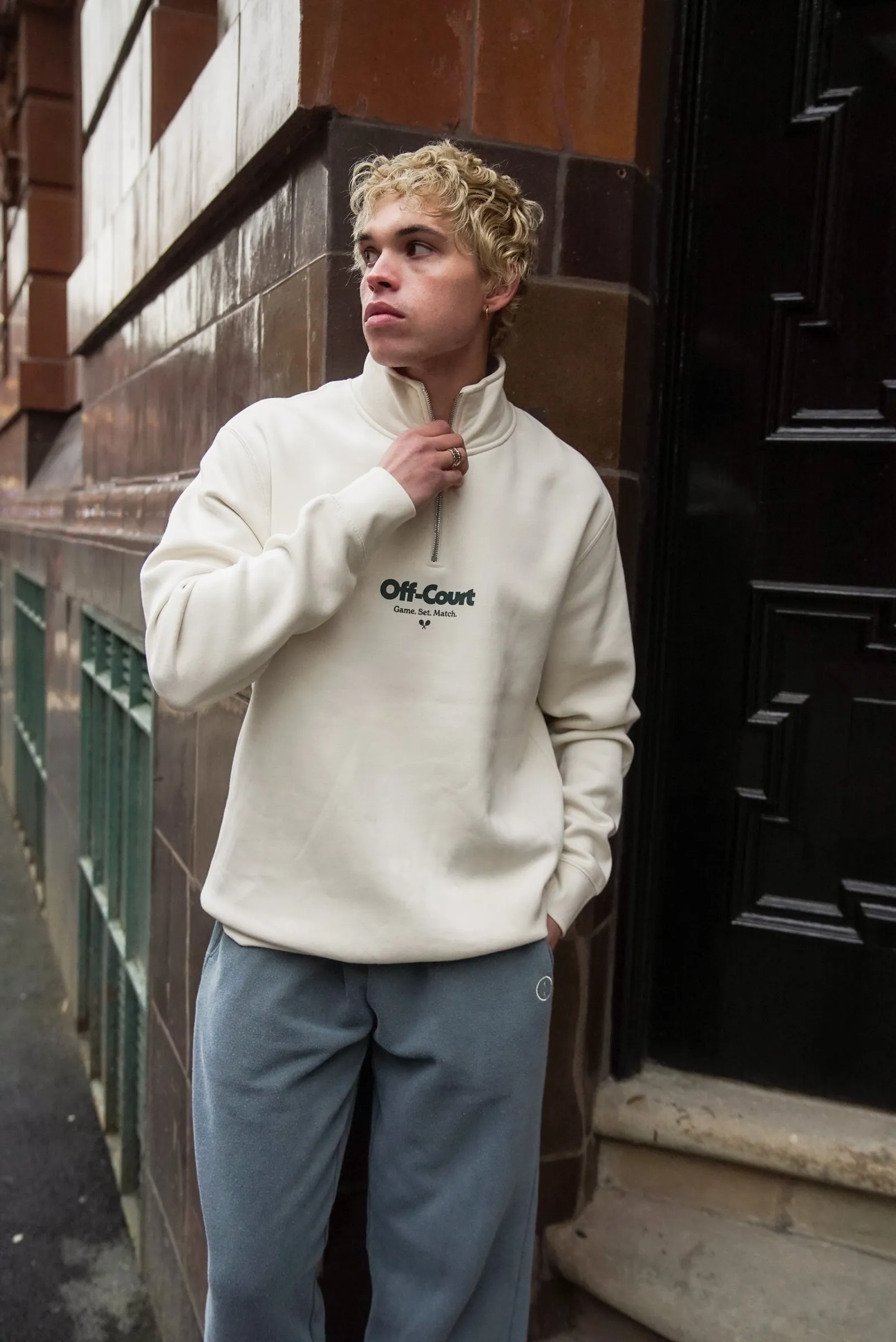 Vice 84 'Off-Court GSM' 1/4 Zip Sweater - Ecru