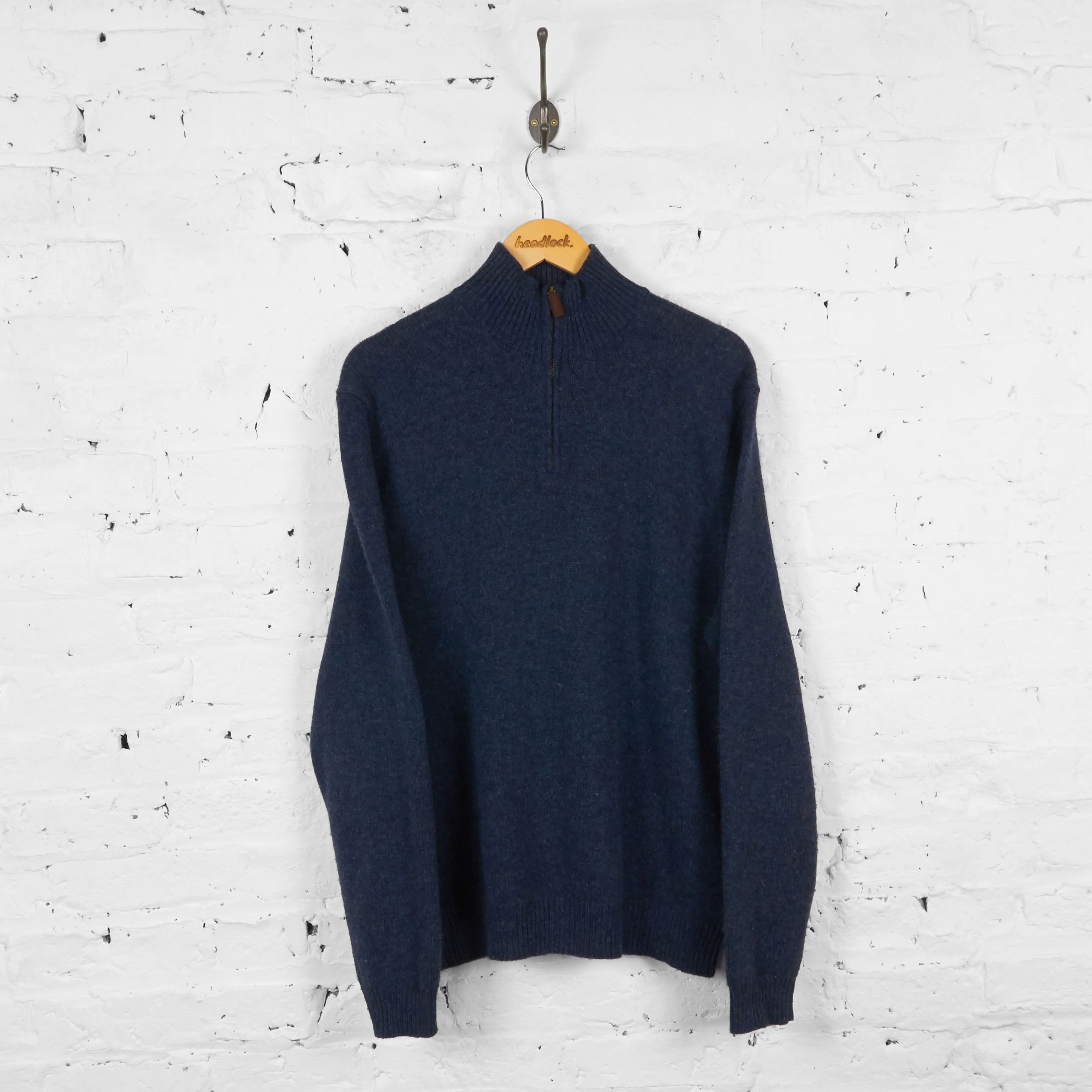 Vintage 1/4 Zip Ralph Lauren Jumper - Navy Blue - L