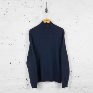 Vintage 1/4 Zip Ralph Lauren Jumper - Navy Blue - L
