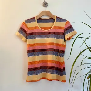 Vintage 80s 80s Striped Scoop neck pullover // size Small Medium (HT2261)