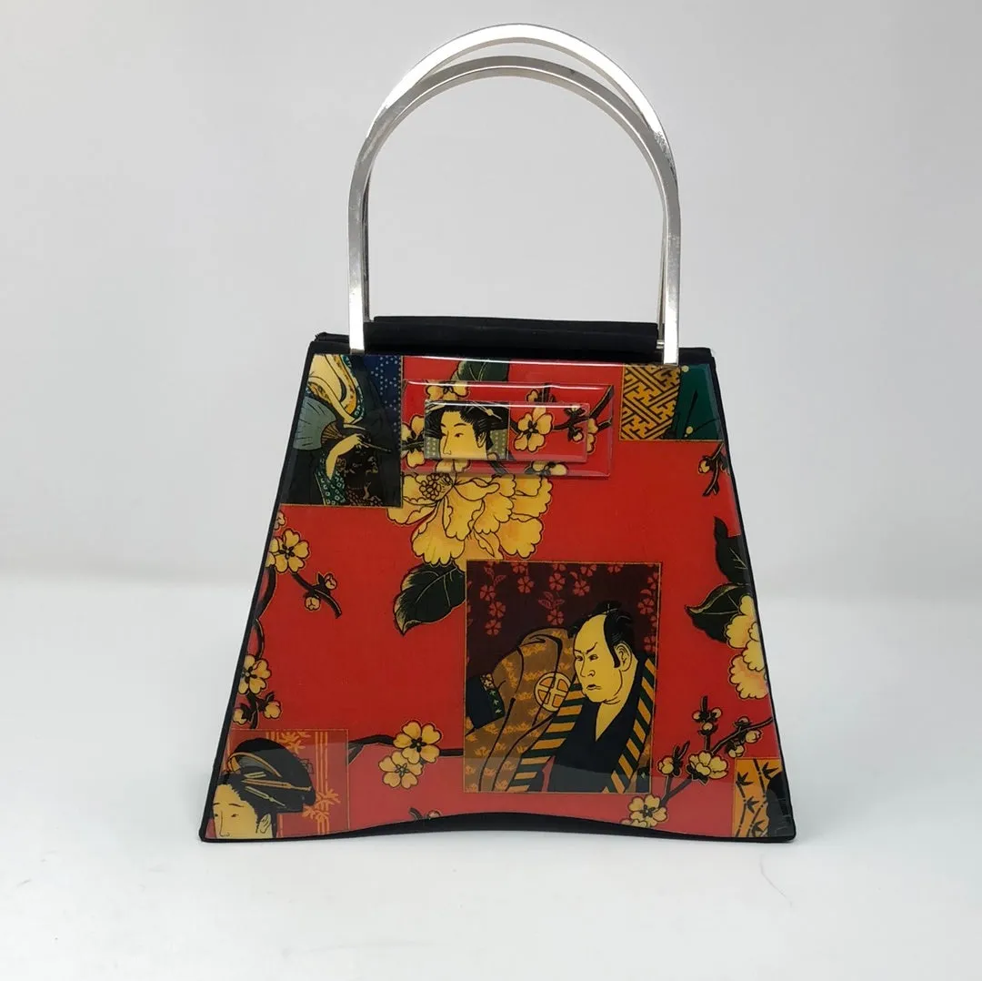 Vintage: Angela Frascone Silk and Resin Metal top Handle Bag