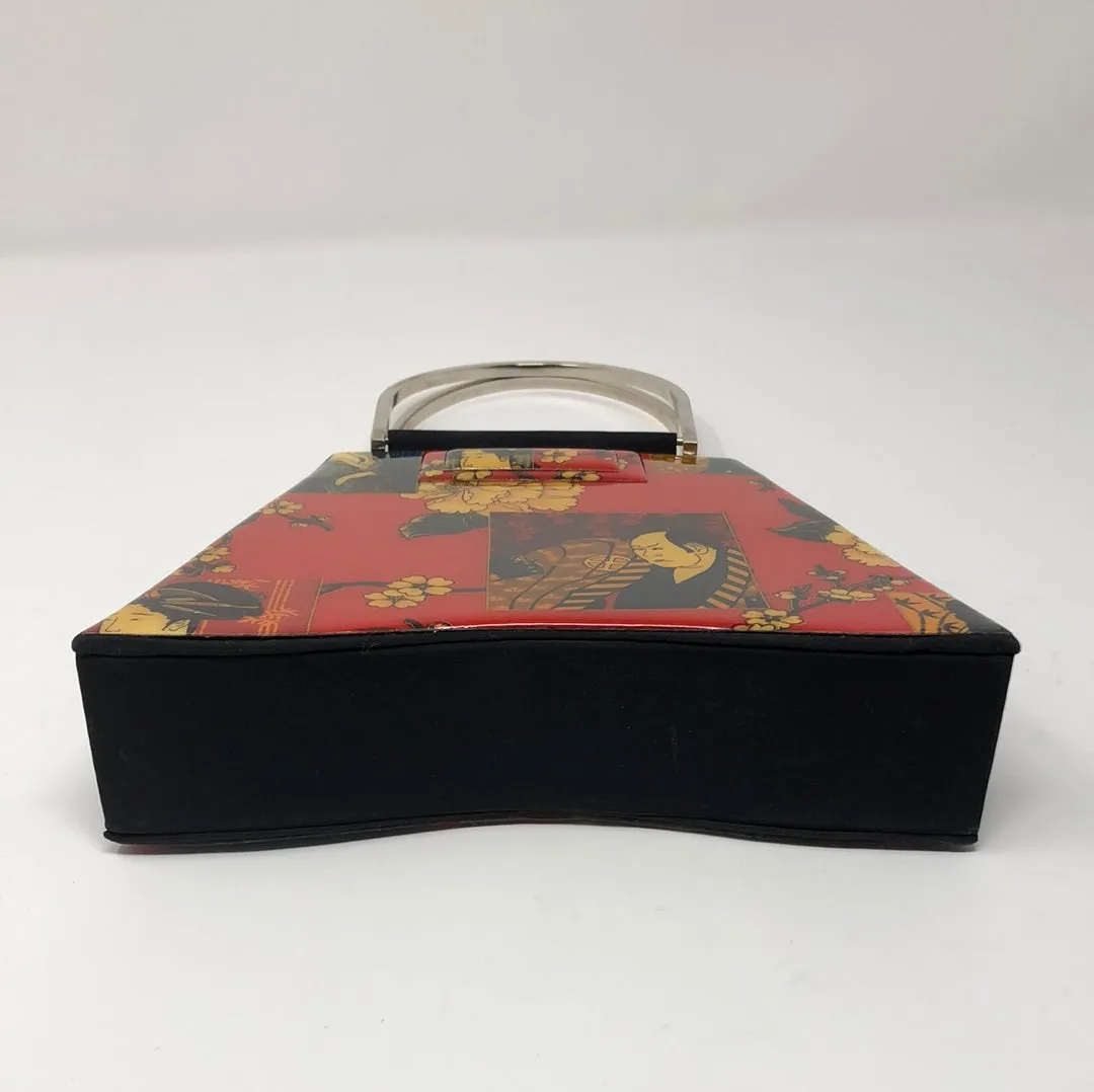 Vintage: Angela Frascone Silk and Resin Metal top Handle Bag