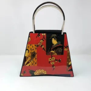 Vintage: Angela Frascone Silk and Resin Metal top Handle Bag