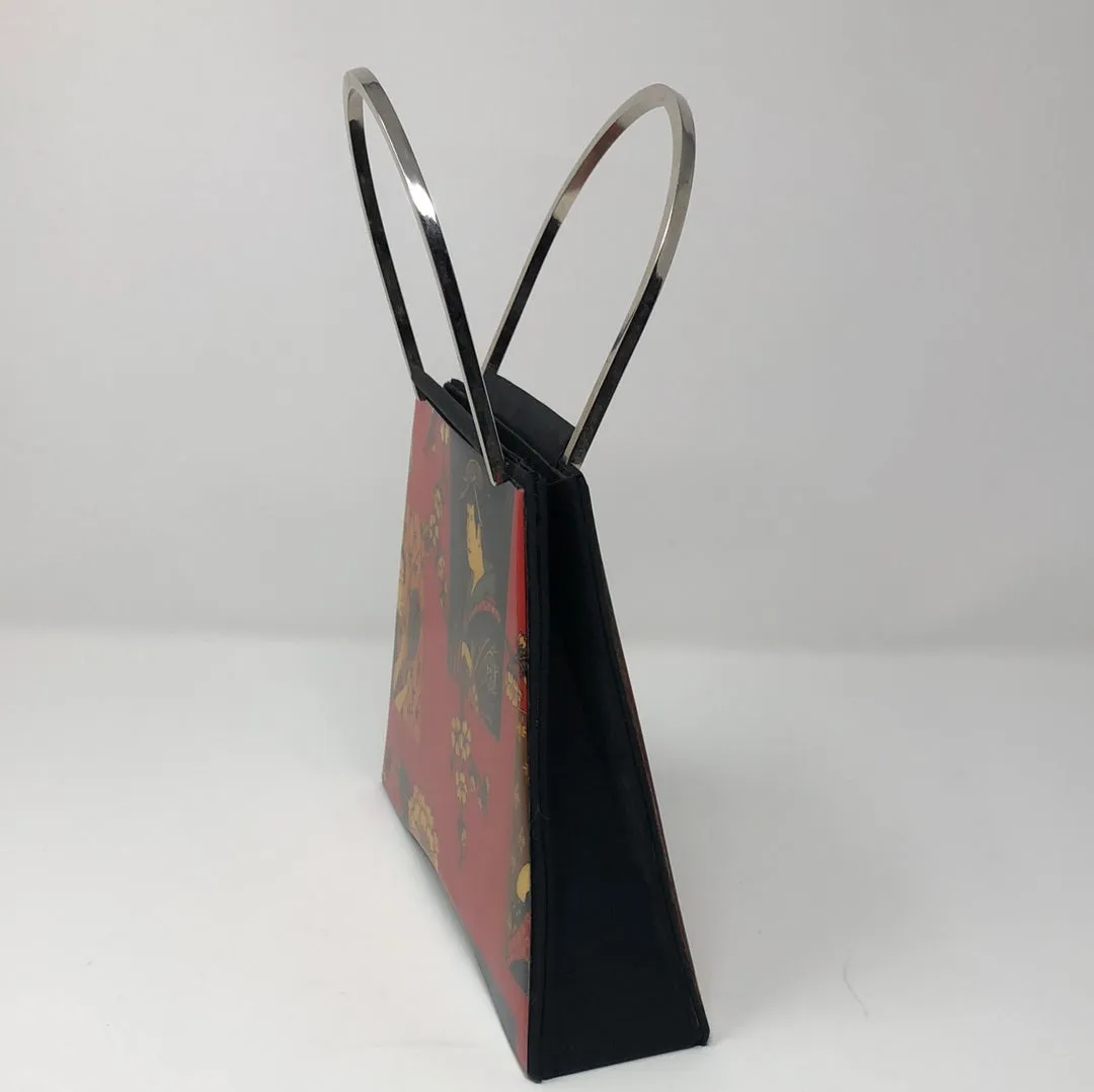Vintage: Angela Frascone Silk and Resin Metal top Handle Bag