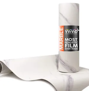 VViViD Slanted Carrara White Marble Matte Architectural Film