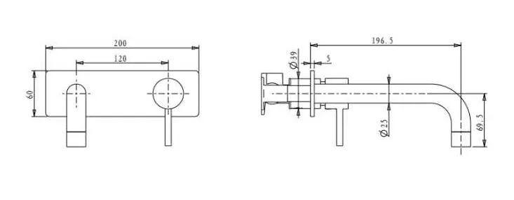 Wall Spout & Mixer - Brushed Gunmetal - CLAS12